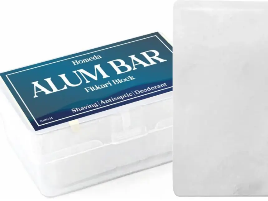 Alum Block for Shaving, Alum Stone for Face, Piedra De Alumbre Natural Bar for Underarm, Fitkari, Fitkiri, Allum Deodorant for Men and Women - with Storage Case (100g - 1 Piece)