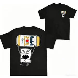 Men's Doodlebob Beer Graphic Double-Sided Print Short-Sleeve Round Neck Top, High-Quality Summer Casual Menswear T-Shirt (Sports & Outdoor Clothing)