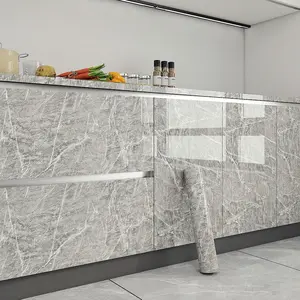 Glossy Marble Paper Granite Gray/White Wallpaper Peel and Stick Wallpaper Self Adhesive Removable Wallpapers 17.72"x78.74" Waterproof Countertop Paper for Cabinet Countertop Furniture Kitchen Marble Backsplash Wallpaper Viny Film