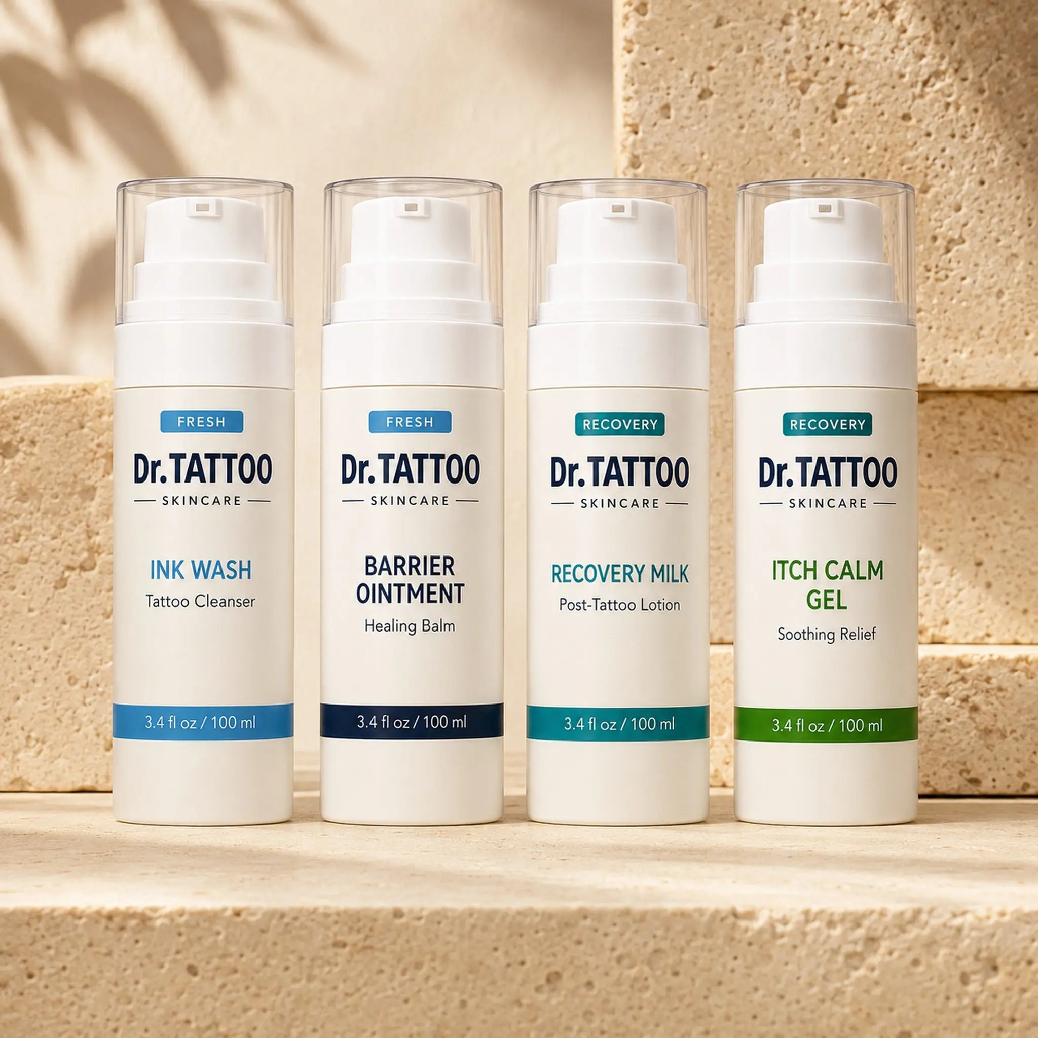 Dr. Tattoo Skincare Core 4 — Complete Tattoo Aftercare Kit | Wash, Barrier, Itch Relief, Recovery