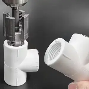 2-in-1 Internal & External PVC Thread Maker, Carbon Steel Integrated Pipe Threader, Pipe Threading Tool Kit with Internal Thread, 2Pcs 1/2"&3/4" Drill Compatible Pipe Thread Tool
