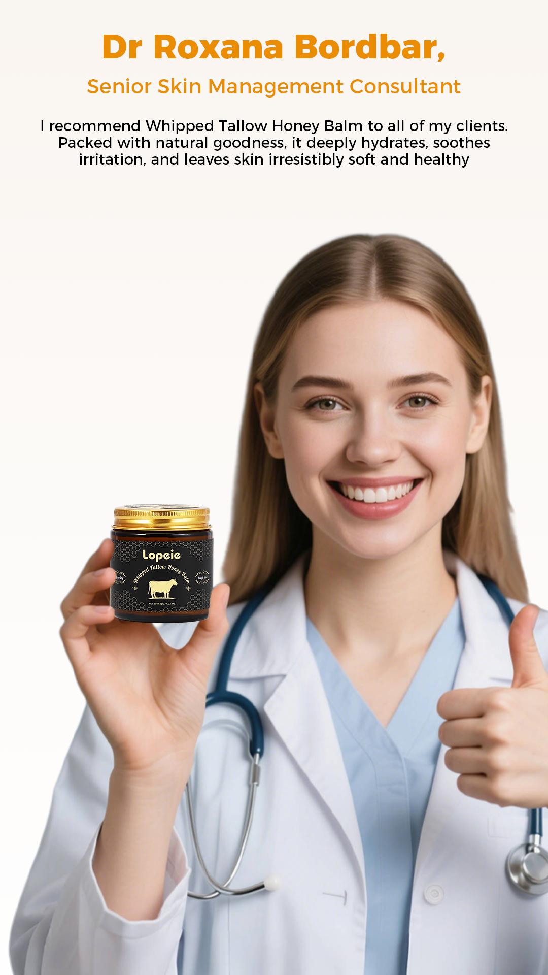 Lopeie Whipped Grass-Fed Beef Tallow Honey Balm - 4 Oz,Moisturizing Cream for Soft, Smooth Skin - Handmade All-Natural Moisturizer - Lavender