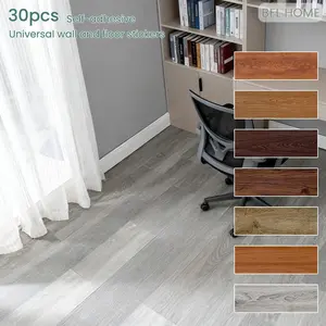 30pcs self-adhesive vinyl base board stickers, covering（21.5 sq feet/2㎡） exquisite three-dimensional wood grain, thickened wear-resistant material, suitable for floor renovation and wall decoration, peel and paste, DIY creative splicing, easy to clean.