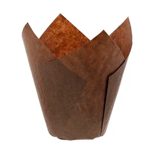 50pcs Paper Cup Cake Paper Cup Mafen Cup Kitchen Baking Oil Proof Mafen Paper Holder Flame Cup High Temperature Resistant Tulip Paper Cup