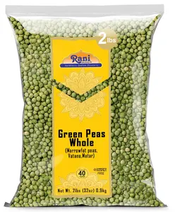 Rani Green Peas Whole, Dried (Vatana, Matar) 2lbs (32oz) ~ All Natural | Vegan | Gluten Friendly | Kosher | Product of USA