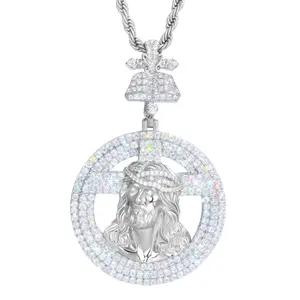 【#P703】Jesus Cross Pendant UCCIYO Lab-created moissanite S925 Sterling Silver Moissanite Pendant Necklace for Women Men Hip Hop Jewelry Gift