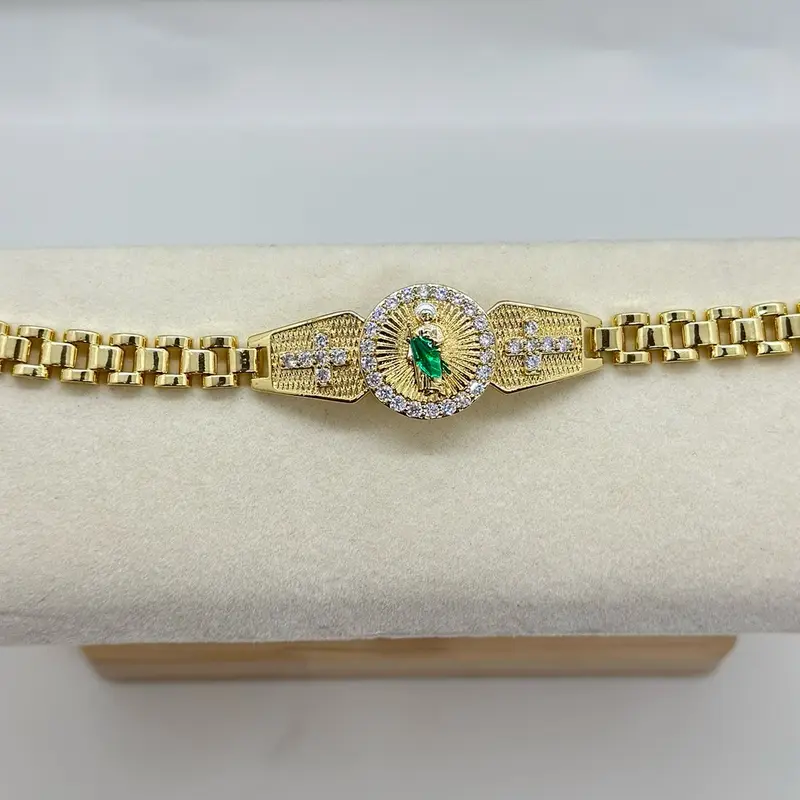Gold Plated Men San Judas Bracelet - Fashion Accessories