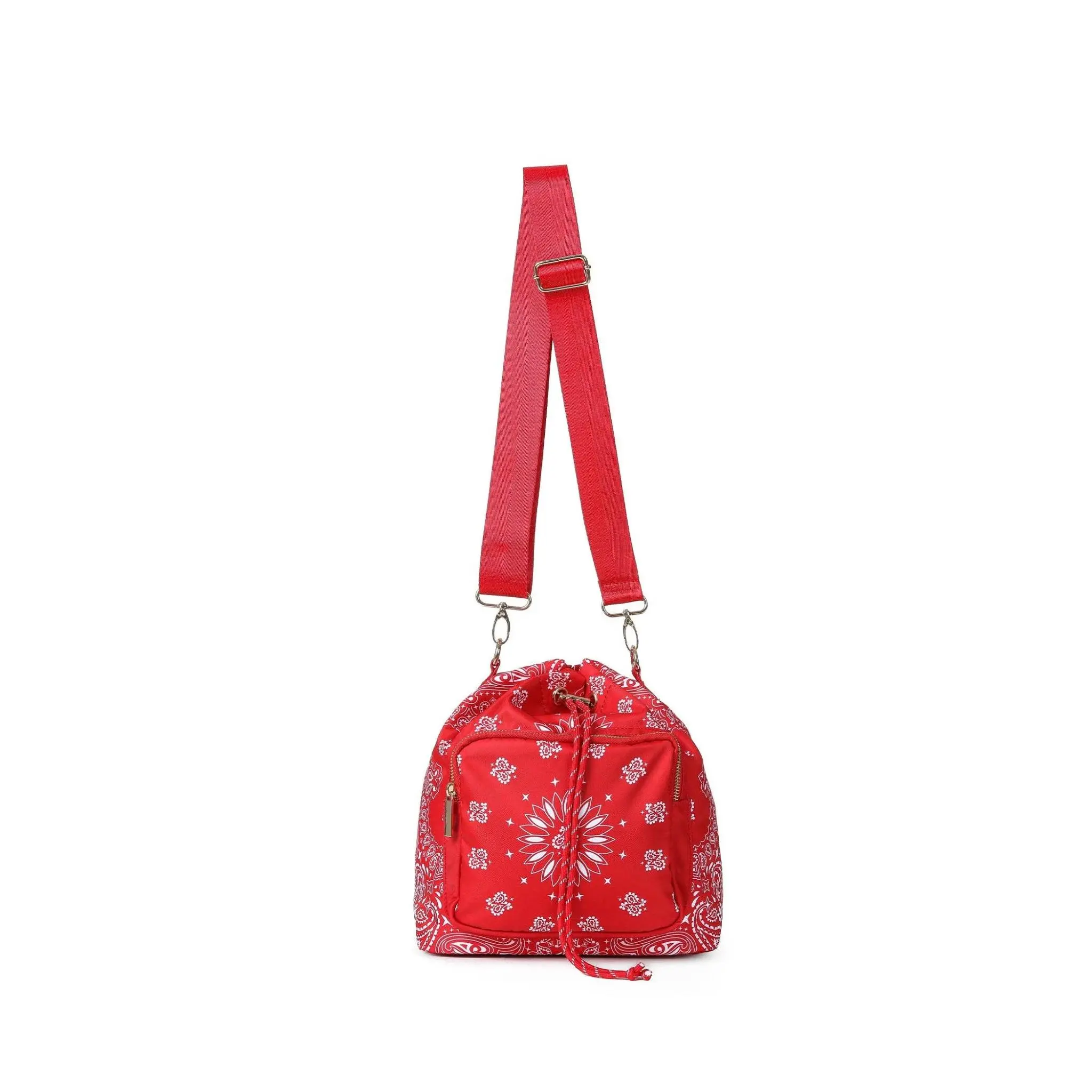 Red Bandana Convertible Bucket Backpack & Crossbody Bag