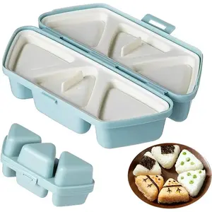 1-Piece Triangle Rice Ball Mold 6-Compartment Nori Sushi Rice Ball Maker DIY Multi-Functional Kitchen Tool Foldable Rice Ball Maker & Storage Mold Non-Stick Coating Portable Outdoor Picnic Sushi Lunch Box DIY Tool for Camping Meals