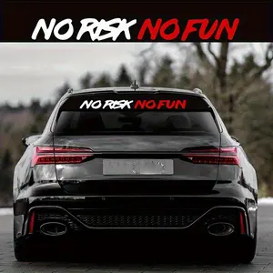 1-Piece pack of'NO RISK NO FUN 'car stickers, cover scratch decoration, waterproof and durable, suitable for front and rear windshields of cars, self-adhesive vinyl stickers, Car Truck Decal