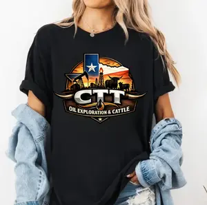 CTT Oil Exploration & Cattle Graphic Shirt Landman Inspired Western Oil & Cattle Shirt Texas Workwear Style