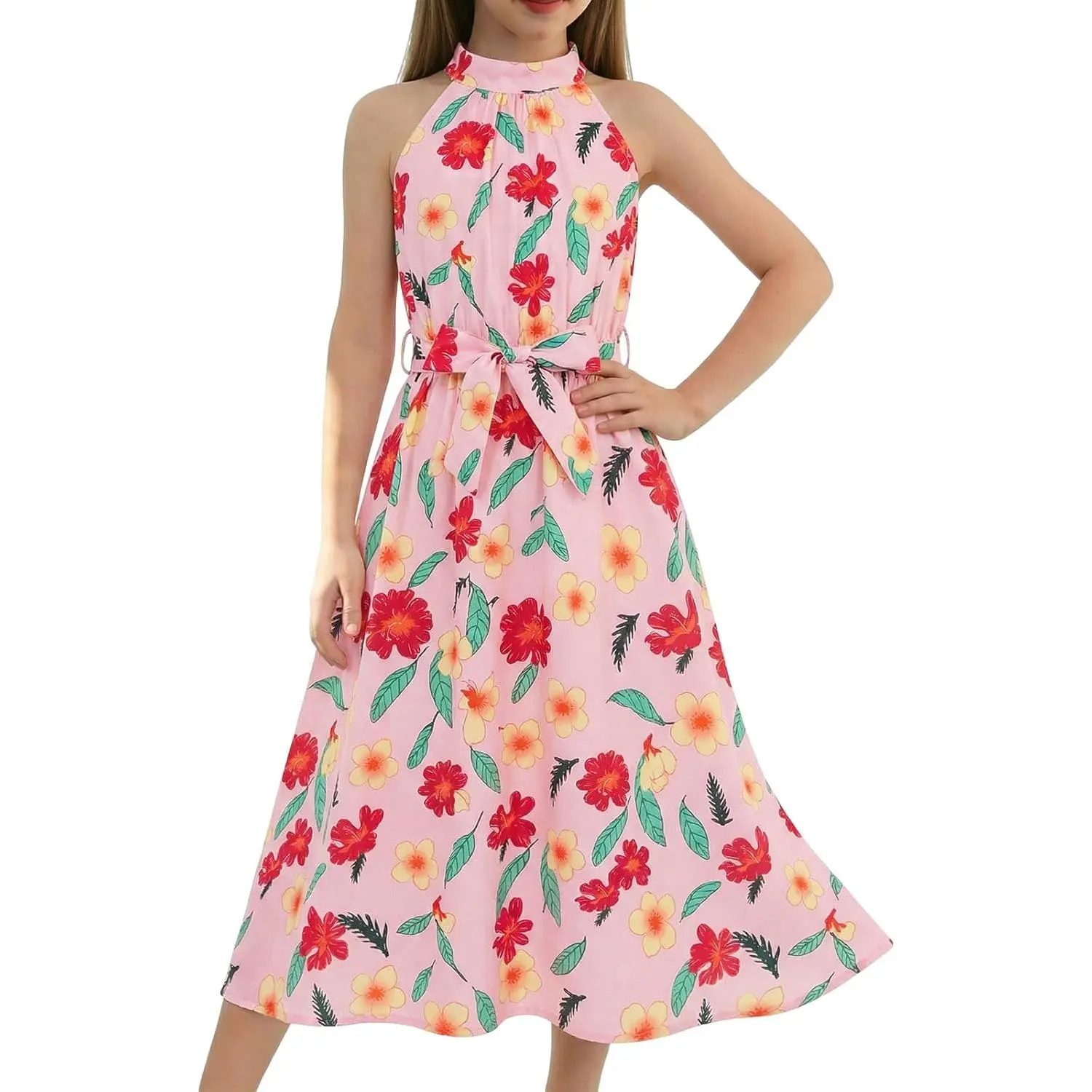 Haloumoning Girls Halter Neck Summer Dress Kids Hawaiian Floral Print Sleeveless Belted Casual Dresses 5-14Y - TikTok Shop Haloumoning Girls Halter Neck Summer Dress Kids Hawaiian Floral Print Sleeveless Belted Casual Dresses 5-14Y - TikTok Shop