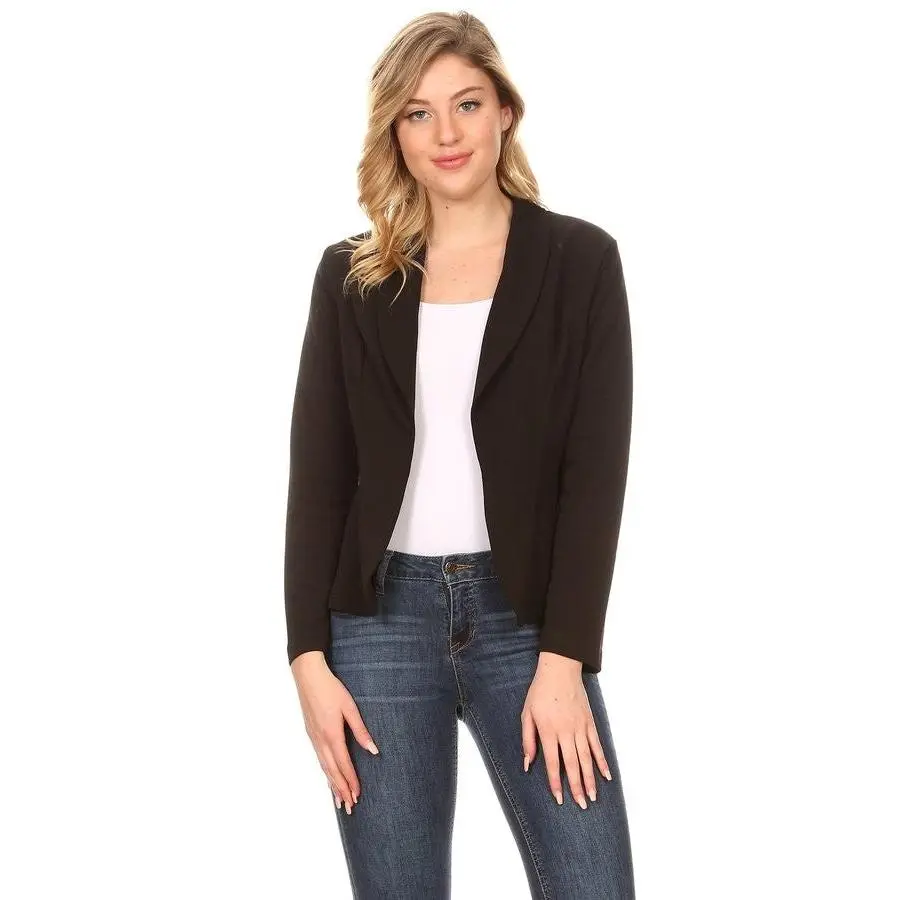 New Moa Collection Waist Length Fitted Style Open Front Blazer