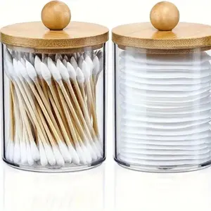 1PC Transparent storage box, creative cotton swab storage can, Organiser Canister, square shape