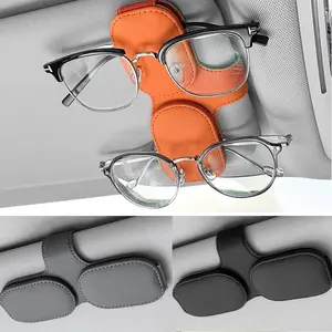 Car Sun Visor Glasses Holder, Premium PU Leather Sun Visor Storage Clip, Sunglasses, Ticket & Card Holder Clip, Car Interior Accessories, Car Storage Organizers