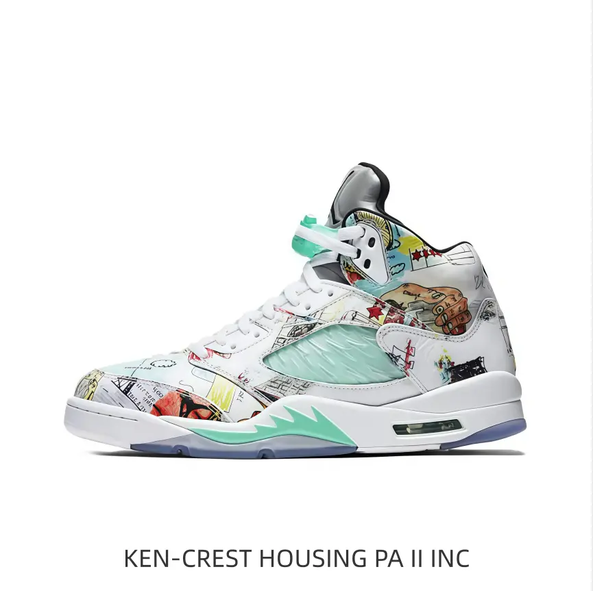 Retro Jagged Midsole Graffiti Art Basketball Shoes Premium Leather Collector Statement Sneakers