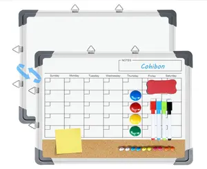 Dry Erase Calendar for Wall, Magnetic Whiteboard Calendar Cork Board Combination,16"x13" Magnetic Dry Erase Board,Monthly Double-Sided White Board Dry Erase for Office,Kitchen,School,Home