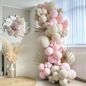 102 Piece Pink Beige Balloon Garland Arch Kit, Balloon Set, Balloon Arch Backdrop, Birthday Decorations Balloons, Rustic Wedding Baby Shower Baptism Party Decoration, Balloon Party Supplies