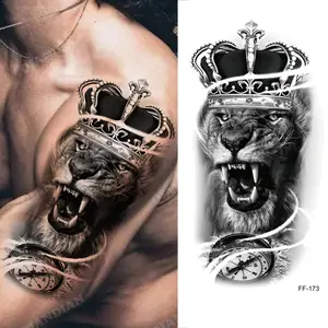 New Waterproof Temporary Tattoo Sticker Realistic Lion King Tiger Wolf Forest Mechanical Wild Boat Men Body Art Arm Fake Tatoo