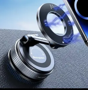 2.0Foldable Magnetic Car Phone Mount - 20N52 Magnets, Vacuum Suction Cup withHeat-Resistant Nano-Adhesive Base forMagSafe Phones