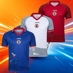 2026 Haiti National Home And Away Blue White And Red Short Sleeve Soccer Jerseys Fans Version Breathable