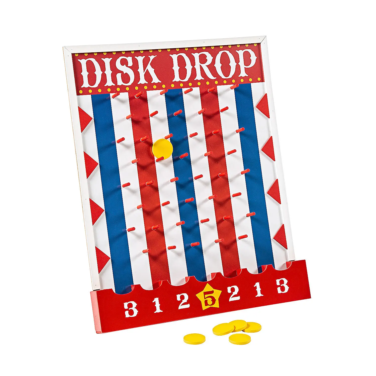 16" x 20" Classic Carnival Red, White & Blue Wood Disk Drop Game