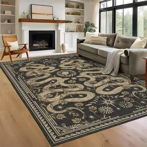 Vintage Western Tribe Snake Pattern Rug, Soft Durable Washable Carpet for Living Room Bedroom Dining Balcony, Home Decor Indoor Outdoor Mat, Home Decorative Rug