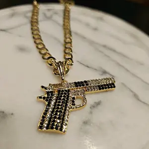 14k Goldplated Gun Chain and Pendant - No Warning Applicable