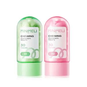 MINIMELI Fresh Chewing Toothpaste Tablets Set, Travel Friendly Toothpaste Tabs,Chewable Toothpaste Tablet,Mint&peach,Travel Mouthwash Tablets,Mint&peach,2 Bottles 60 Tablets
