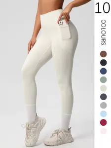 Women's Solid Color High Waist Sports Leggings, High Stretch Casual Comfortable Breathable Tummy Control Butt Lifting Pocket Skinny Pants for Gym Workout, Yoga Pants, Compression Pants, Skinny Yoga Bottoms