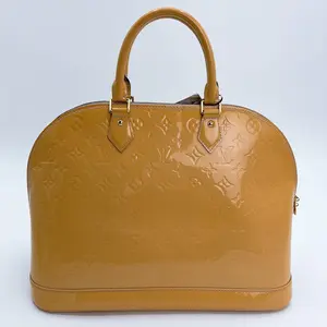 Pre-owned Louis Vuitton Yellow Monogram Vernis Alma GM Handbag
