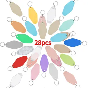 28pcs Hotel Keychain Blank with Key Rings, 60 Colors Motel Key Chains for DIY Keychains