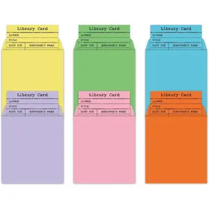 240 Pcs Library Pocket Envelopes and Books Cards Include 120 Self Adhesive Envelopes and 120 Due Date Note Cards 6 Pastel Colors for Book Checkouts Classroom Office Library Supplies