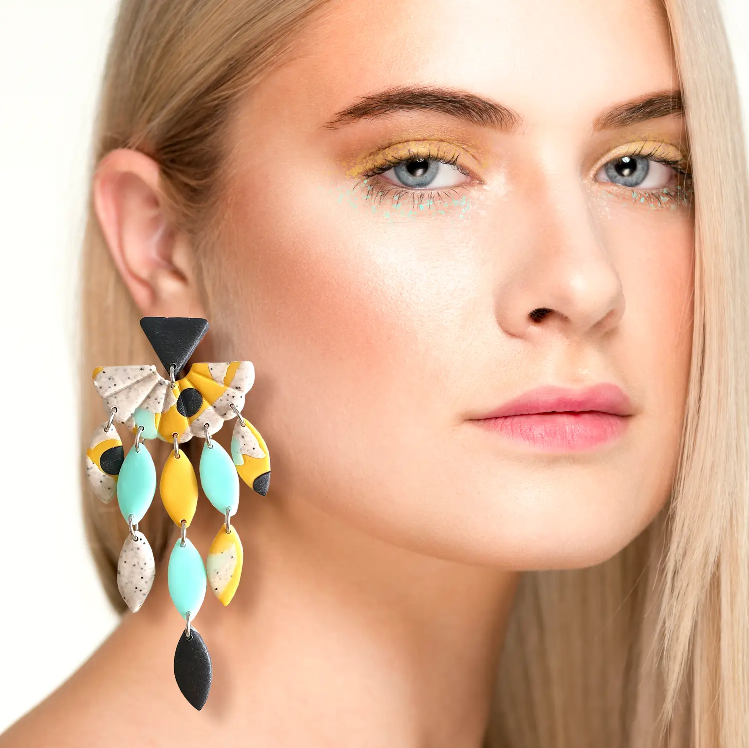 Mint Multicolor Clay Earrings – Lightweight Statement Drops