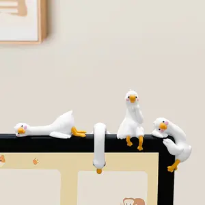 2025 New Desk Ornaments Adorable Cartoon Goose Design Resin Figurines for Computer Screens 4Pcs So Tired Lazy Duck Mini Accessories Christmas Gifts