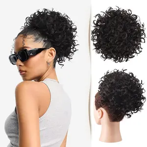 Hair Buns Hair Piece with Comb Fake Hair Scrunchie Short Drawstring Ponytail Extension Synthetic Hair Extensions Pony Tails Wigs Hairpieces for Women frontal  ponytail