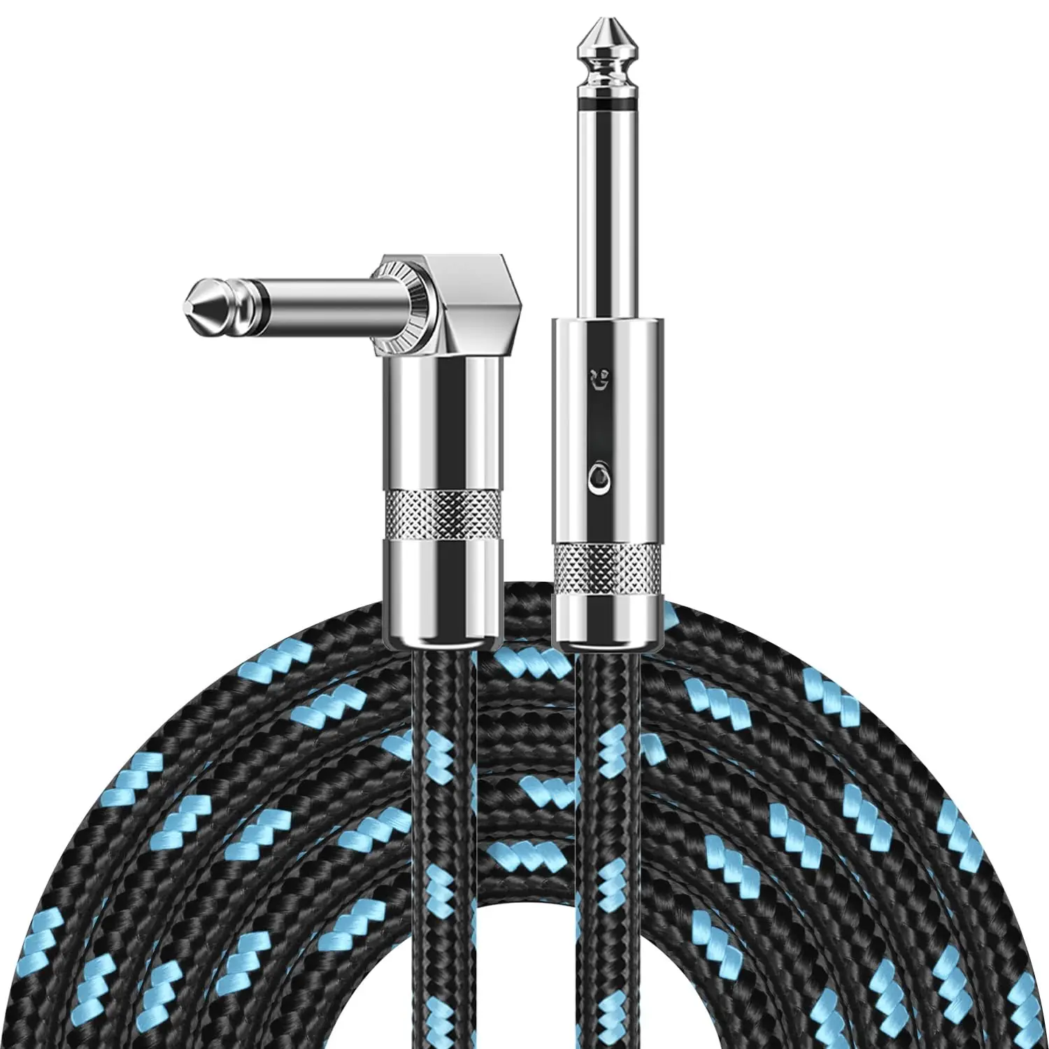 Guitar  6FT Professional Instrument  Electric Guitar AMP Cord  Version 1/4 TS  for Guitar Bass Mandolin Keyboard and Pro Audio, Right Angle to Straight (Black Blue)