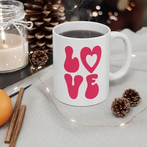 LOVE Ceramic Mug, Anniversary Gift, Valentine's Day Gift, Romantic Coffee Cup, Tea Mug, Kitchen Decor