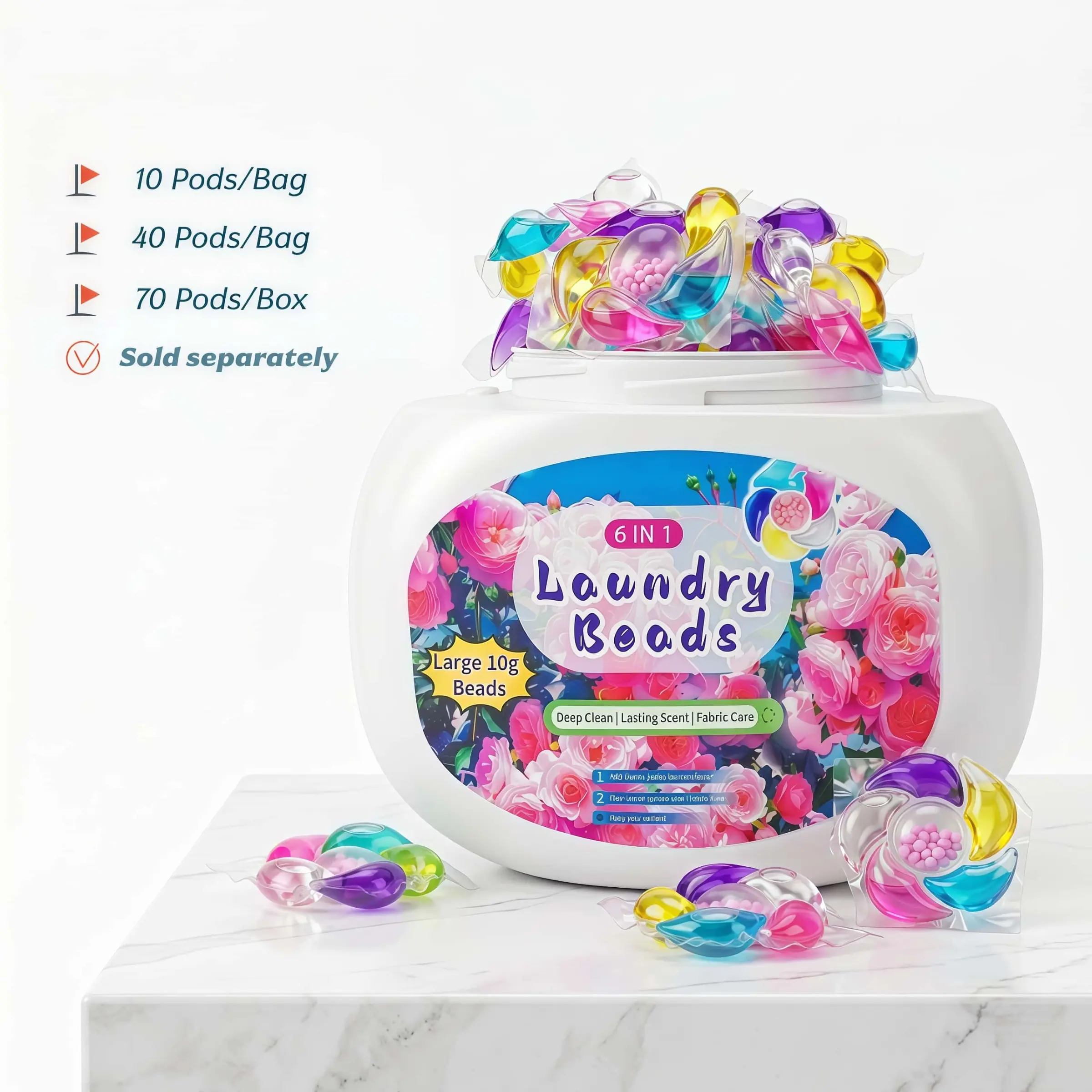 TIKTOK MADE ME BUY IT UPGRADED 6-IN-1 LAUNDRY CAPSULES, Laundry detergent pods, 10g Concentrated Pods, High-Active Formula, Long-Lasting Scent, Scented Laundry, Odor Eliminator, Stain Remover, Fabric Softener