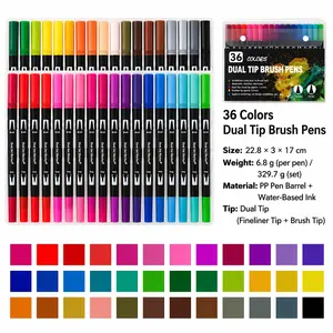 36 Colours Double Fibre‑Tip Pens,Dual Brush Pen Set,Fine Tip Brush Art Markers for Adult Student Drawing Watercolours Bujo, Watercolor Painting Supplies
