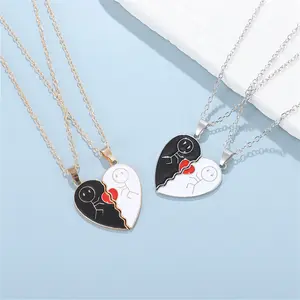 Stickman love couple splicing necklace new stickman heart pendant necklace fashion men's and women's accessories couple necklace