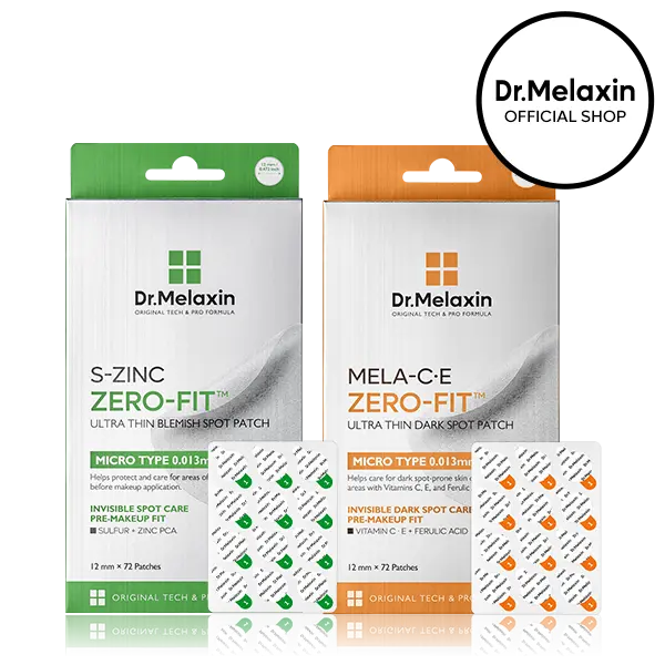 [Dr.Melaxin Official] Zero-Fit Blemish & Dark Spot Patch Duo | S-ZINC + Mela-C·E Ultra Thin Spot Patches with Salicylic Acid, Sulfur, Vitamin C & Niacinamide | 72 Patches × 2
