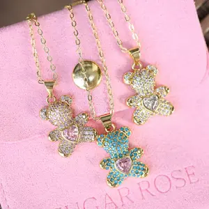 Heart Teddy Bear Necklace for Women, Fashion Jewelry Accessories