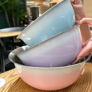 3Pcs Stainless Steel Stackable Mixing Bowls | Tableware Bowl Set for Baking, Salad & Egg Beating