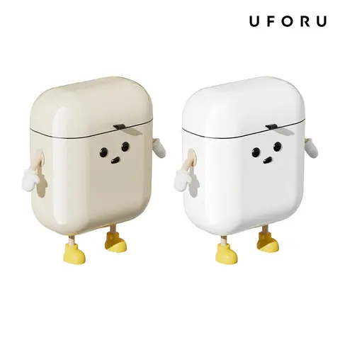 UFORU 3.2-Gallon Waterproof Trash Bin - ABS Plastic Cute Cartoon Flip Lid Wall/Door/Sink Mount Garbage Can with Odor Control, Compact Floor-Saving Home Supply for Kitchen Cleaning Organization
