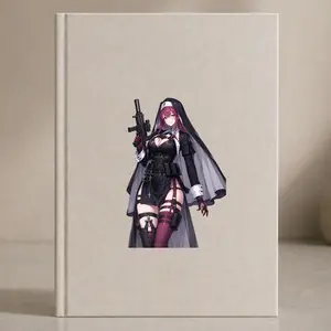 Pink Hair Nun Sticker, Tactical Anime Girl Decal, Gothic Laptop Bottle Decor