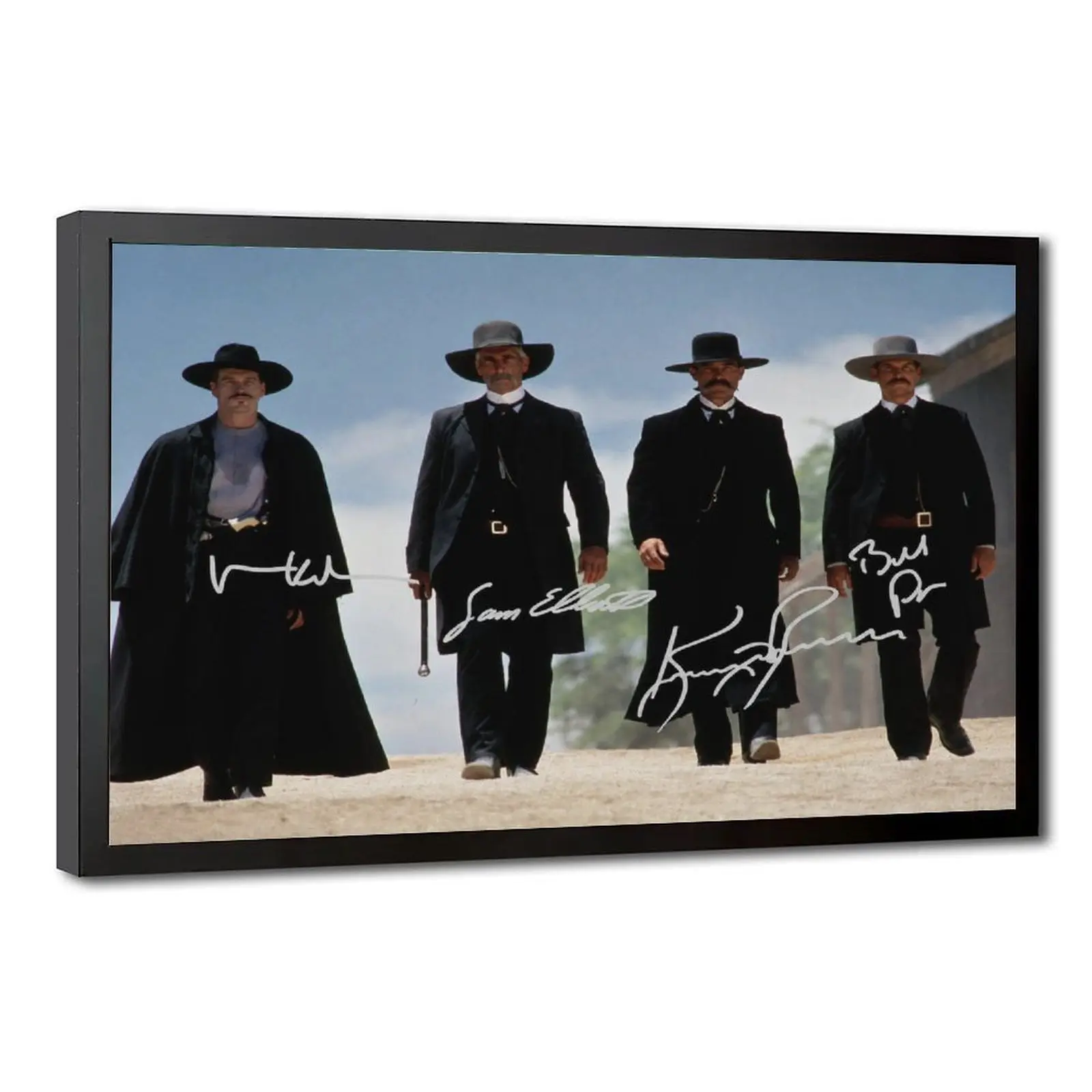 Tombstone Movie "Earp Brothers Walk" Canvas Wall Art, Western Film Signature Print, Retro Decor for Man Cave Bar, Framed/Unframed Option