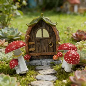 4pcs Fluorescent Mushroom Resin Miniature Windows, Night Glow Garden Art Sculpture, Outdoor Tree Wall Hanging Decor, Lawn Decoration, Garden Accessories