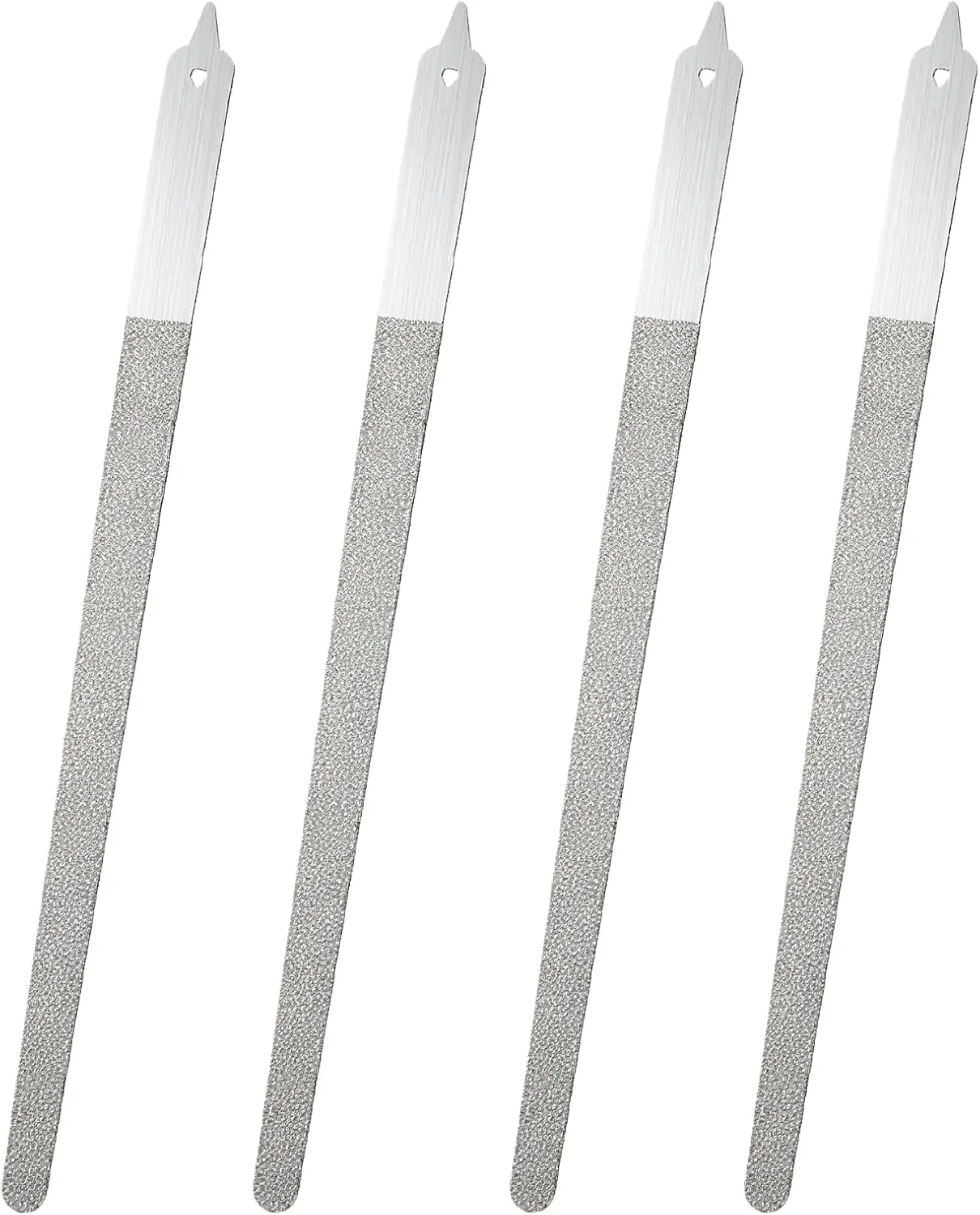4 Pack Diamond Deb Nail File - Double Sided Stainless Steel Metal Nail Filer for Natural Nails - Professional Manicure Pedicure Tool with Sharp Tip for Women Men (6 Inch)