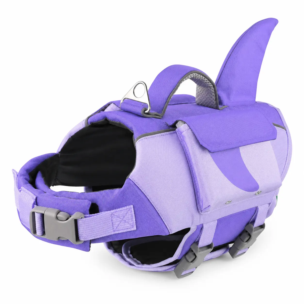 Shark Dog Life Jacket with Top Handle & D-Ring, Adjustable Reflective Swim Vest for Small to Large Dogs